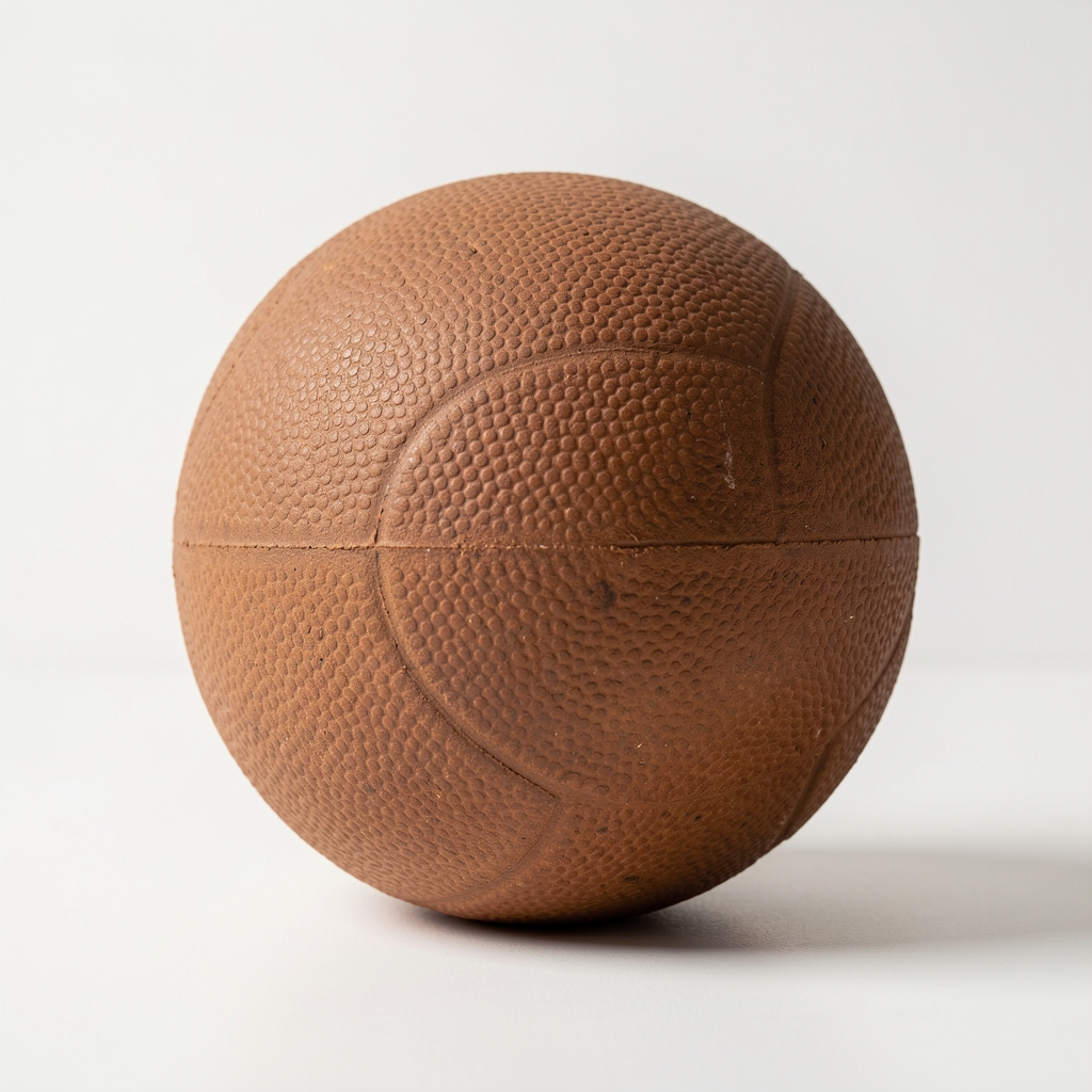 Pelota de goma natural con textura para morder sobre superficie clara
